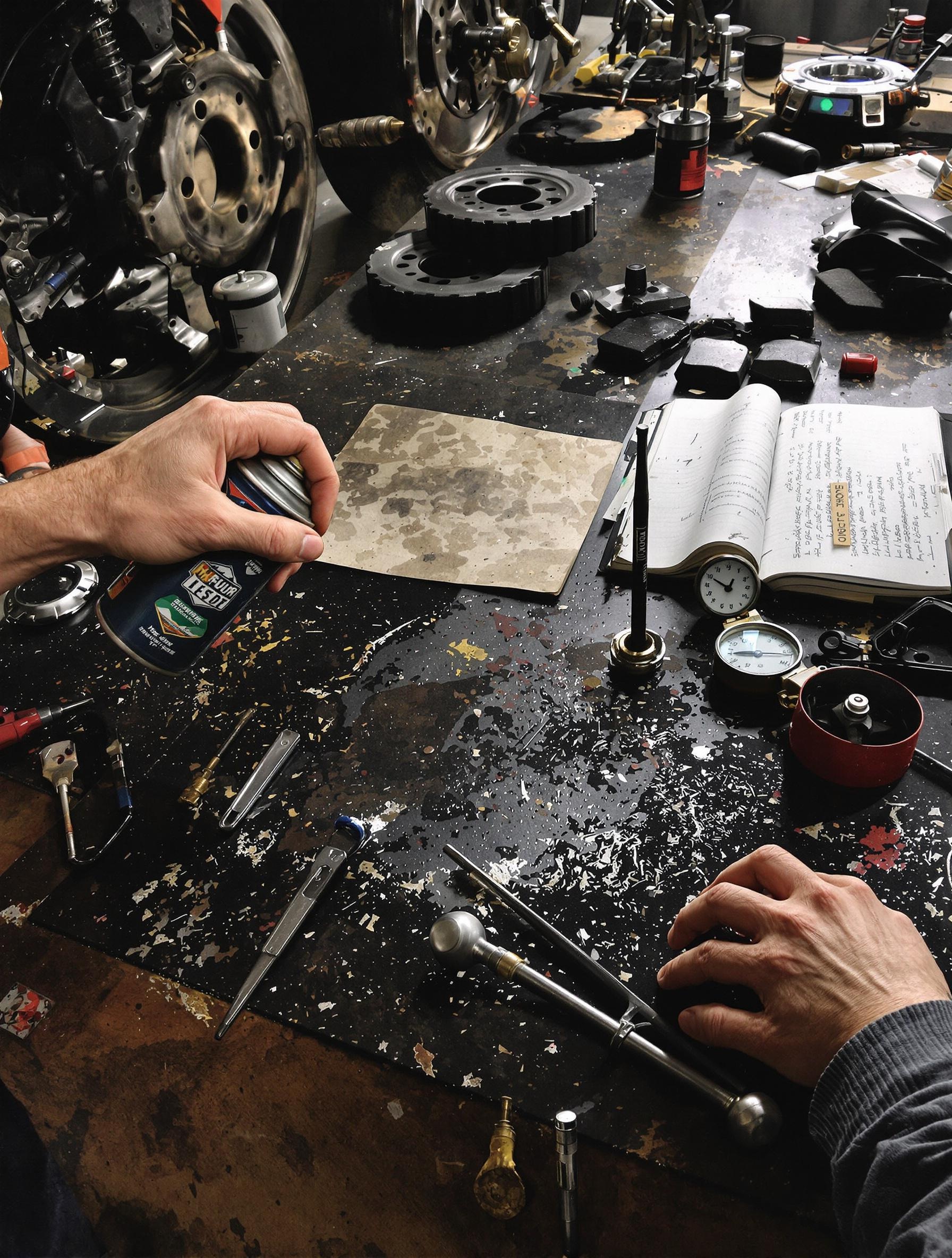 atelier moto checklist chaine pneus freins carnet papier