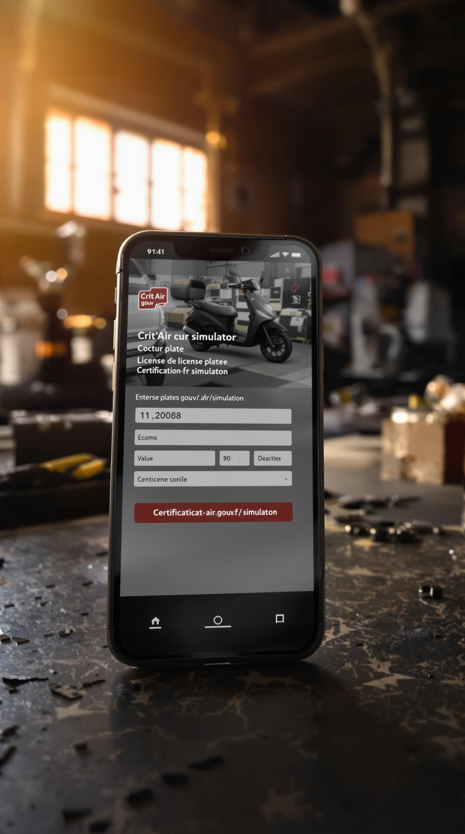 simulateur crit air smartphone scooter atelier