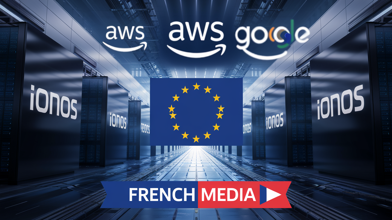 Data center européen drapeau EU face aux géants US cloud