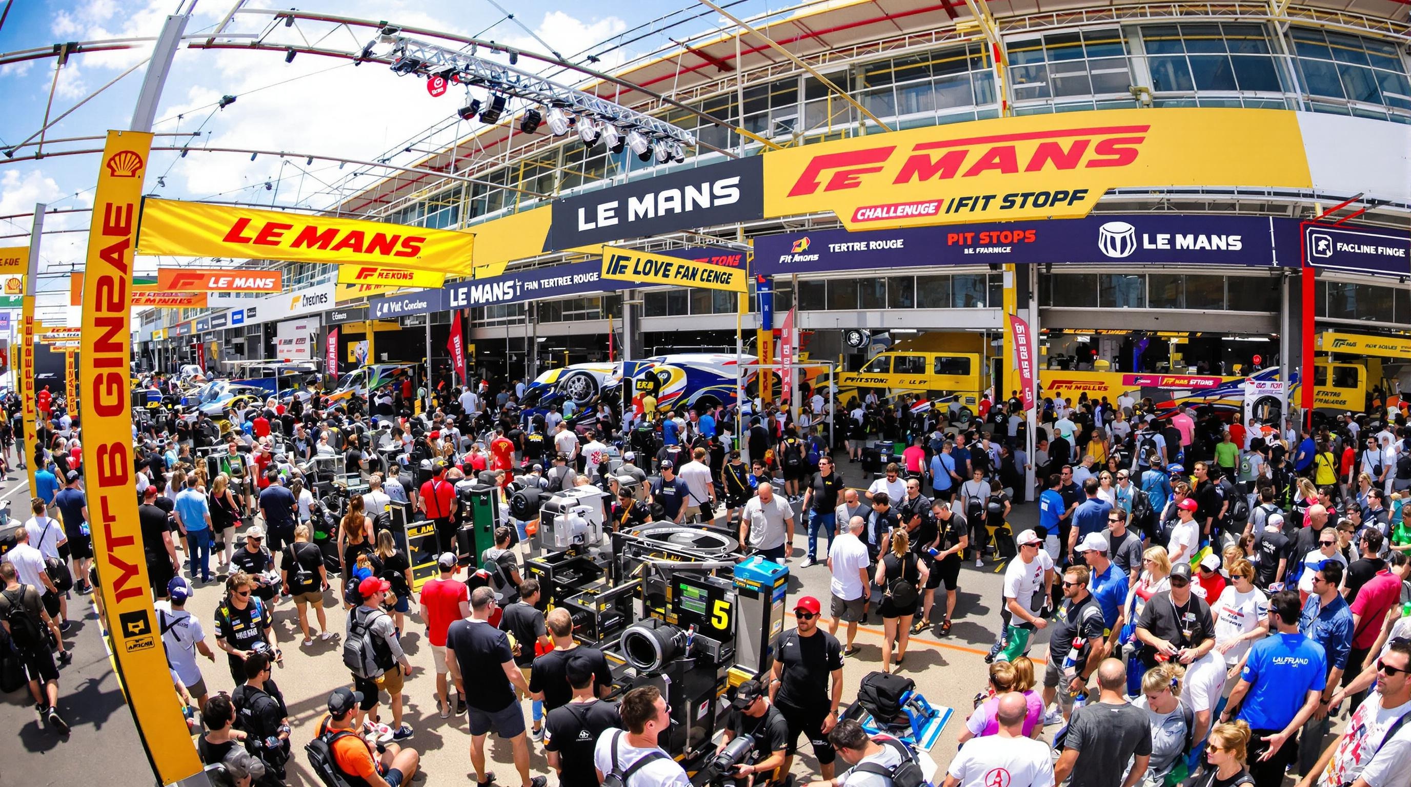 Fan Zone Tertre Rouge avec simulateurs, challenge pit stop et foule animée