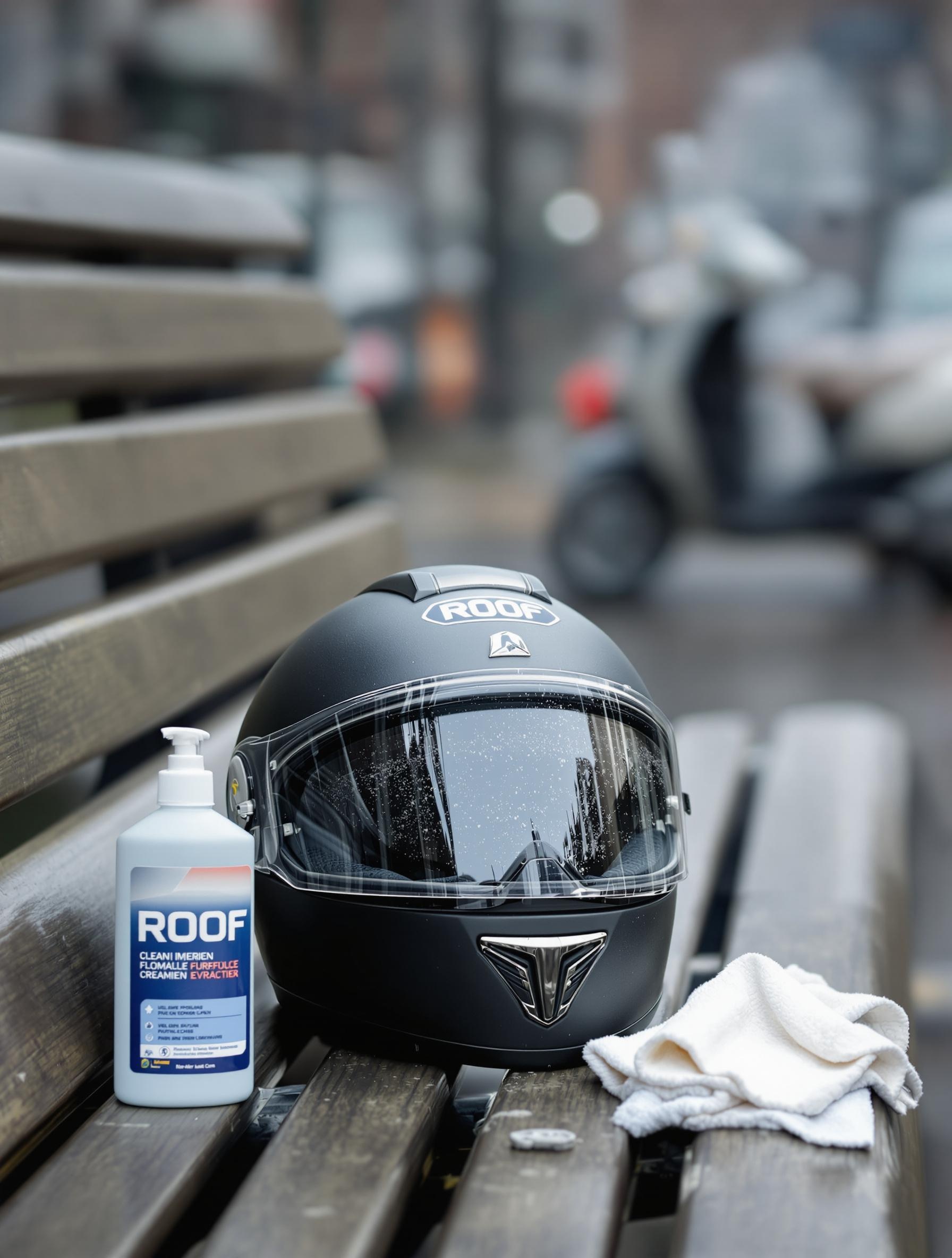 Casque ROOF sur banc urbain avec kit entretien