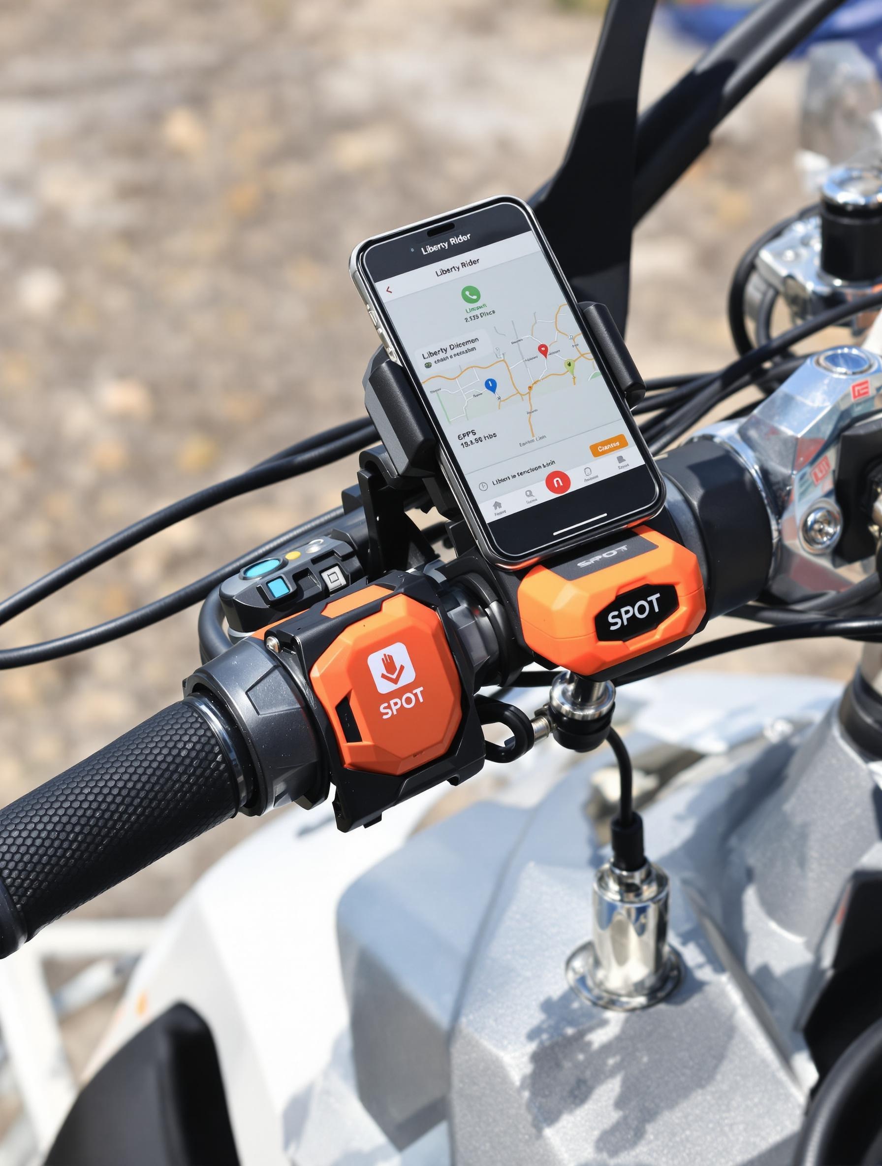 guidon moto appli Liberty Rider balise GPS SPOT