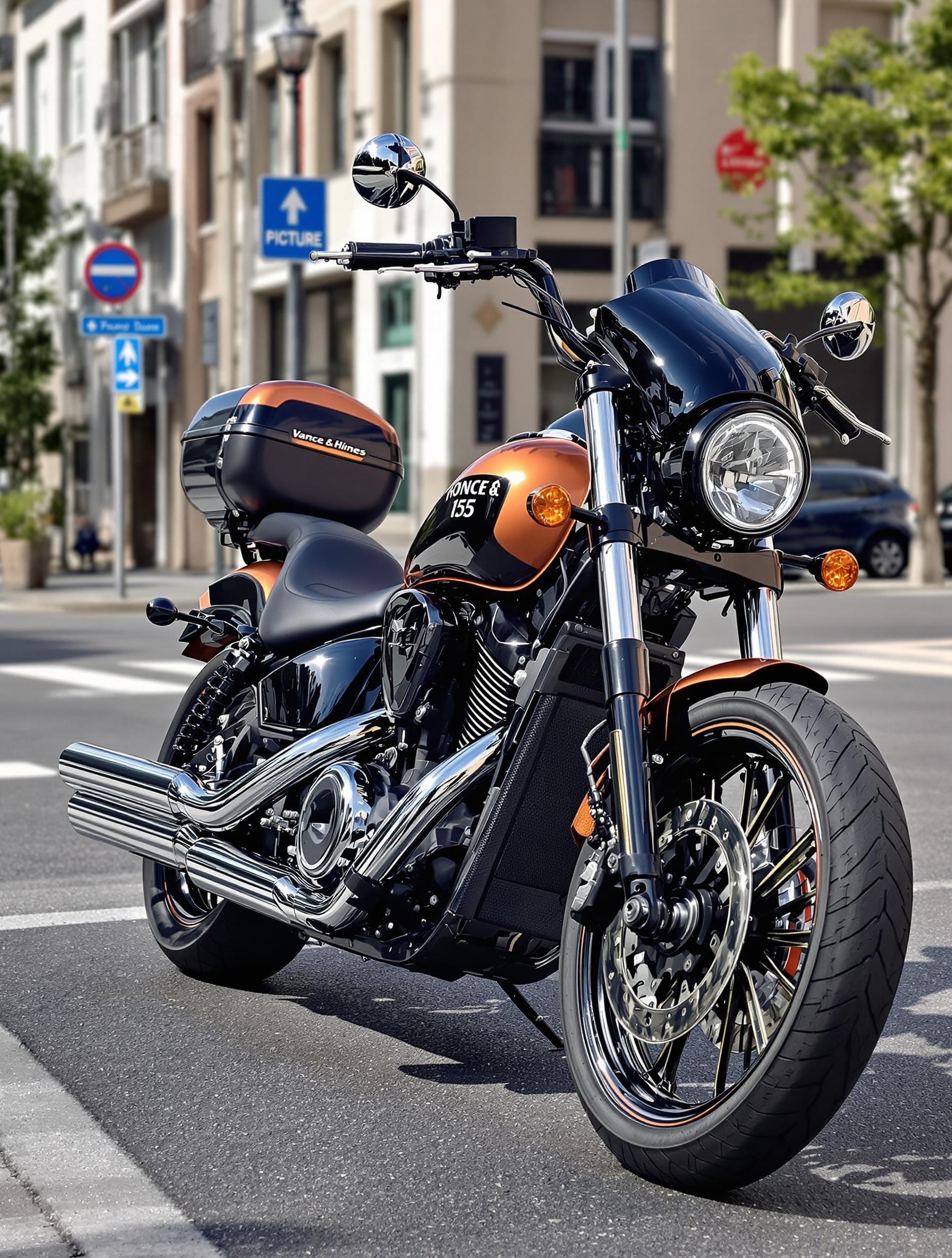 Honda Shadow 125 customisée urbaine top-case protège-mains échappement chromé