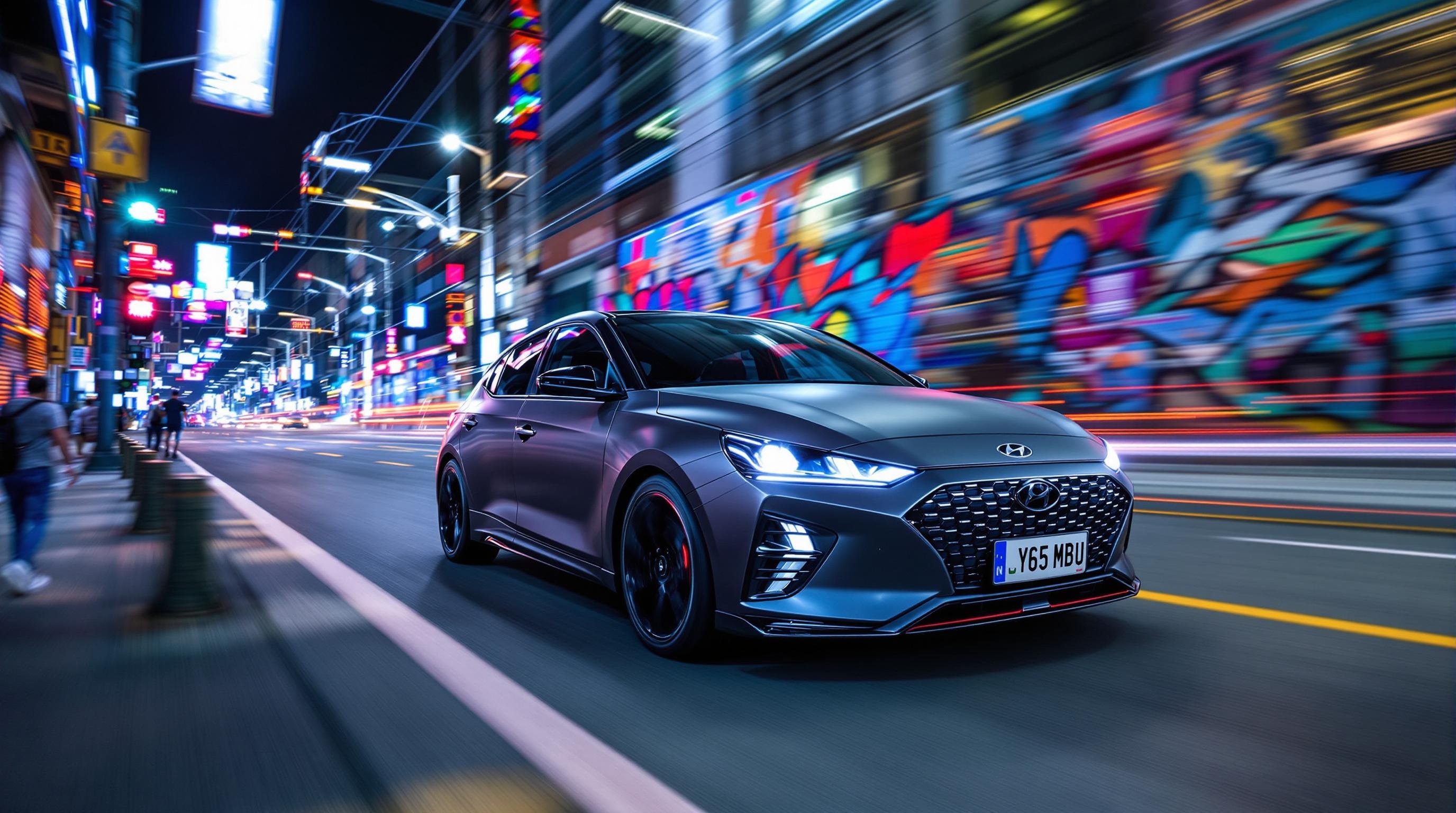 Hyundai Ioniq 5 N 2025 en action dans les rues de Séoul la nuit