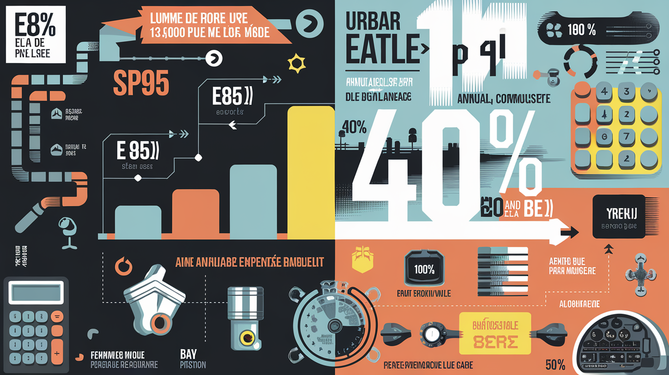 Infographie des économies réalisées avec le bioéthanol E85 sur 13 000 km