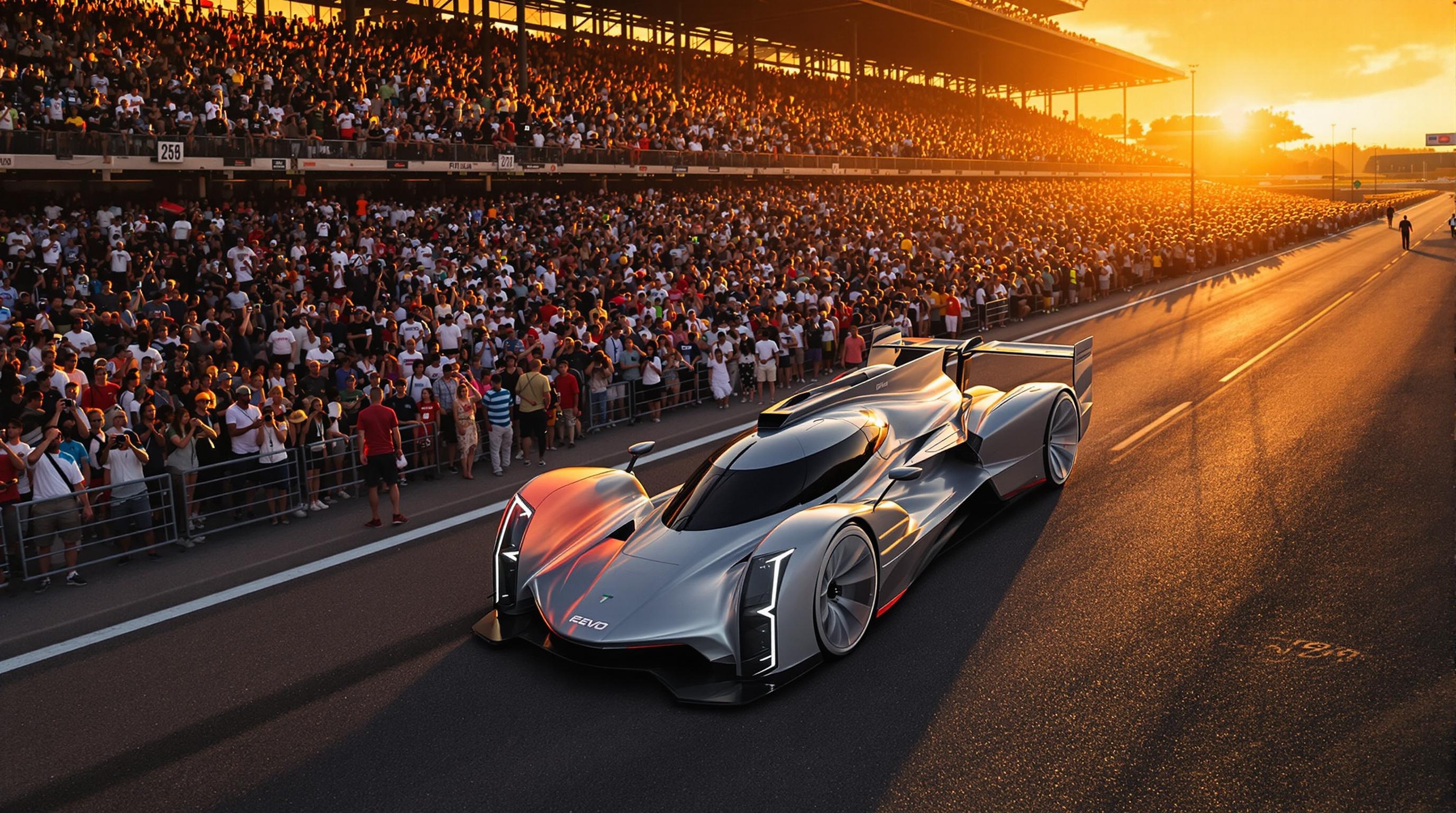 Fin de course Le Mans 2025 foule fans prototype hydrogène H24EVO ambiance religieuse