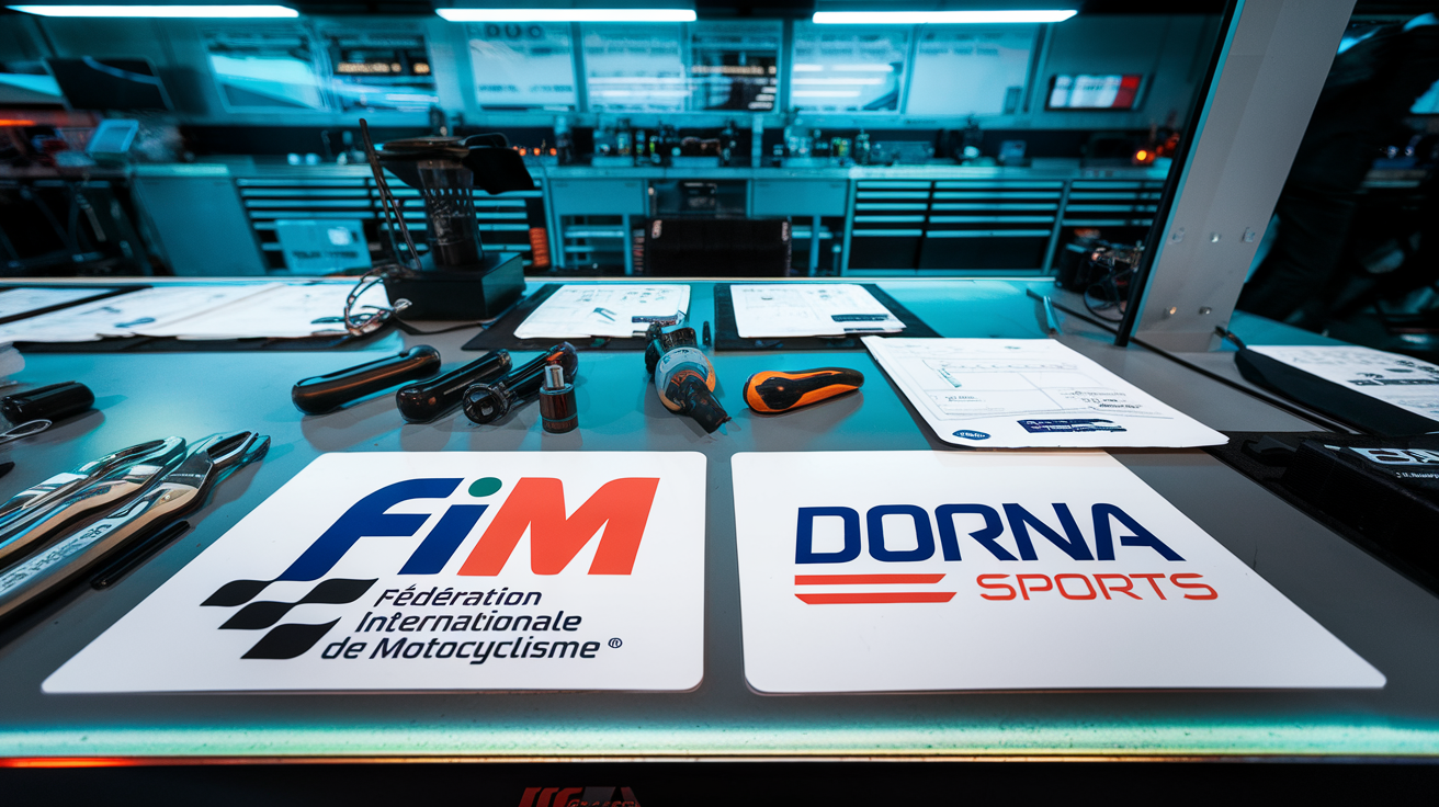 Logos FIM et Dorna paddock Grand Prix moto