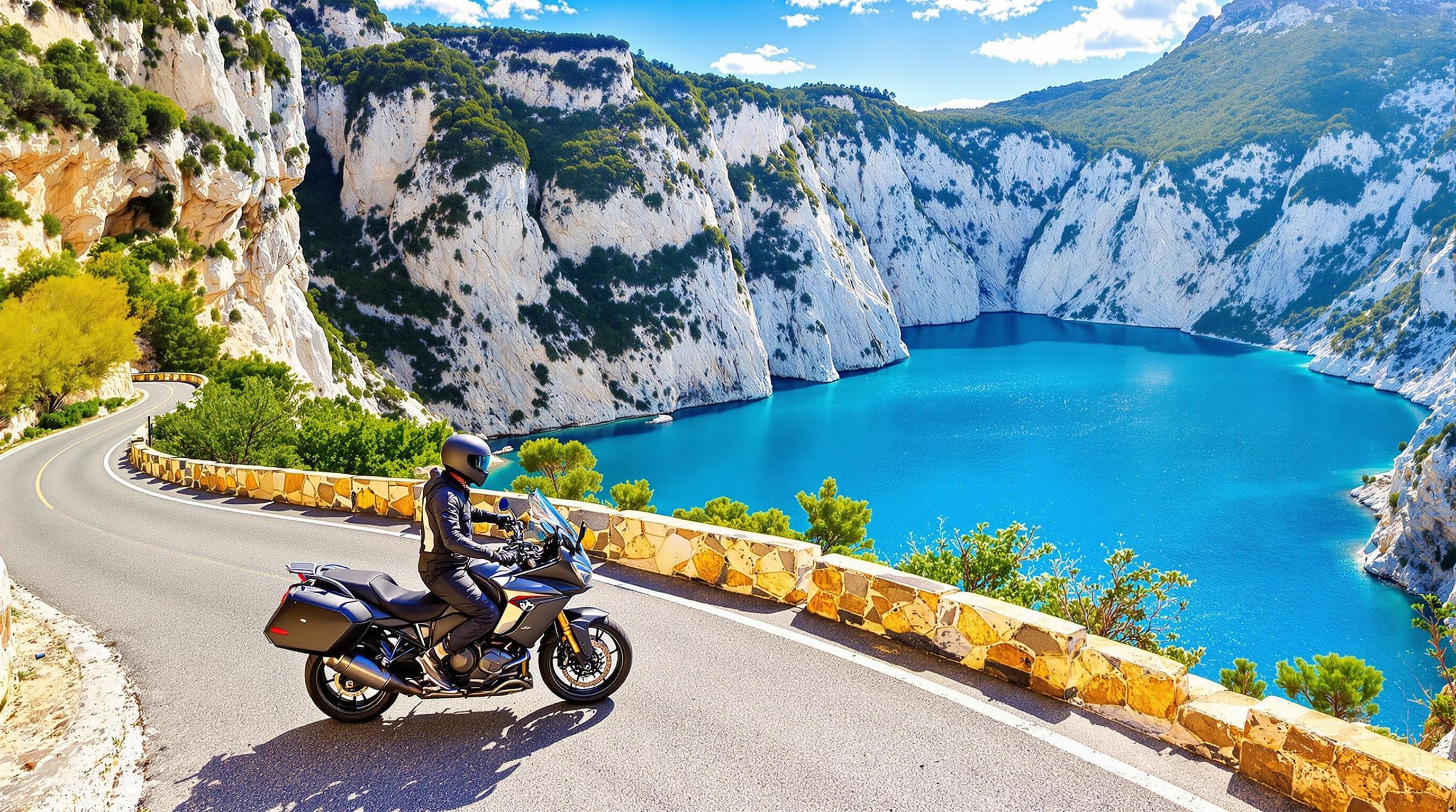 motard Gorges du Verdon route balcon lac Sainte-Croix falaise Provence