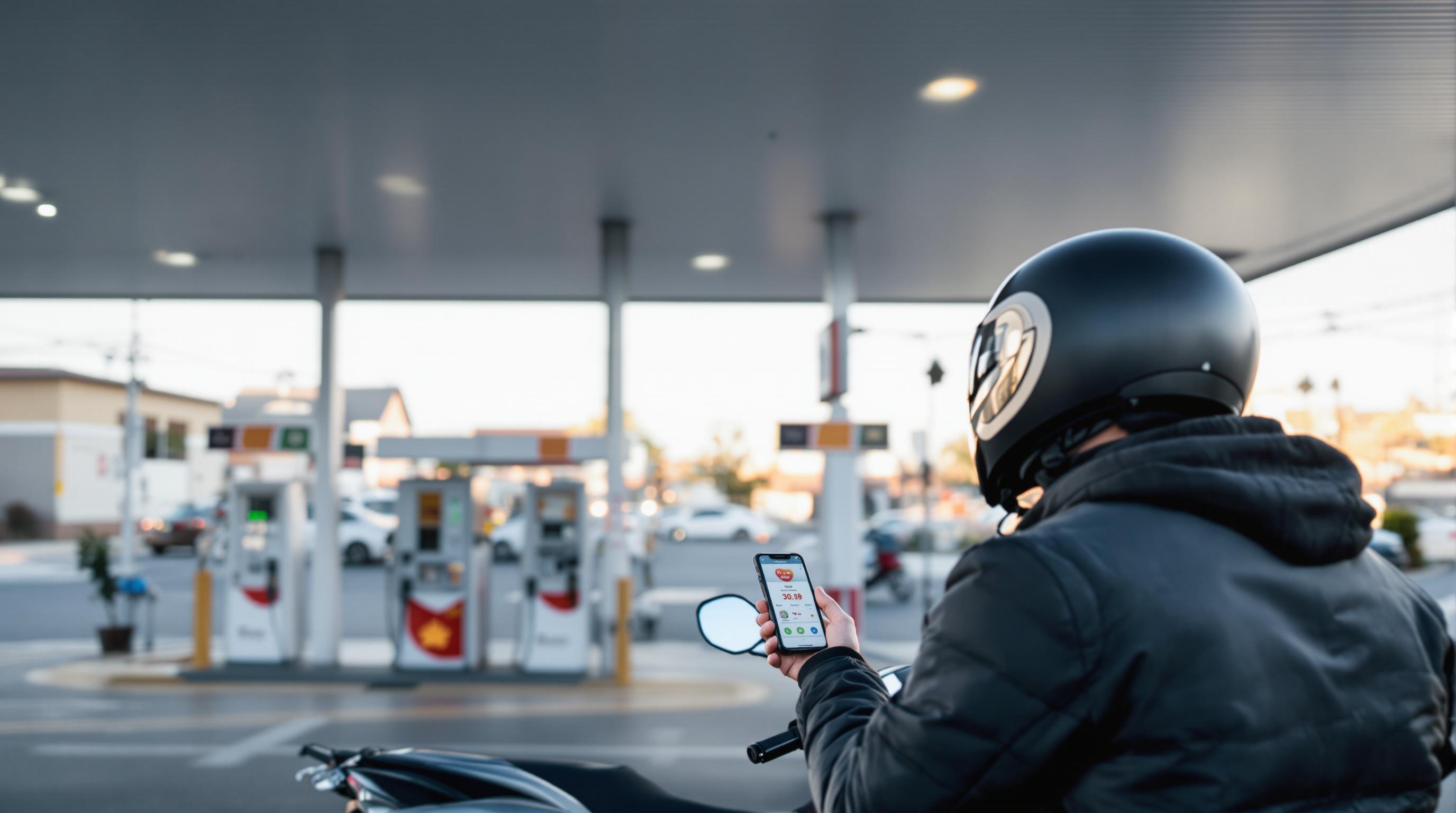 motard smartphone comparateur appli essence station-service vide aube
