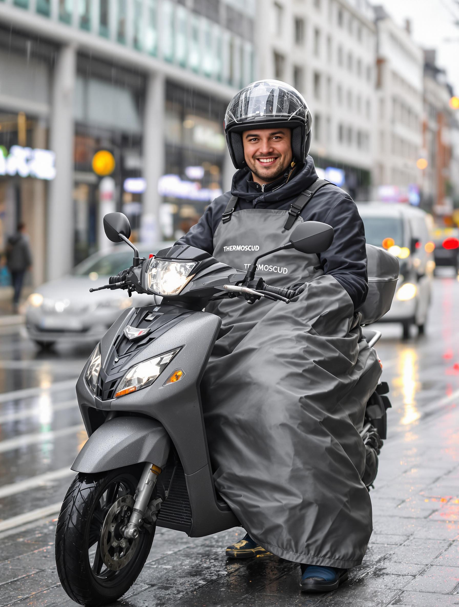 motard urbain satisfait tablier thermoscud universel