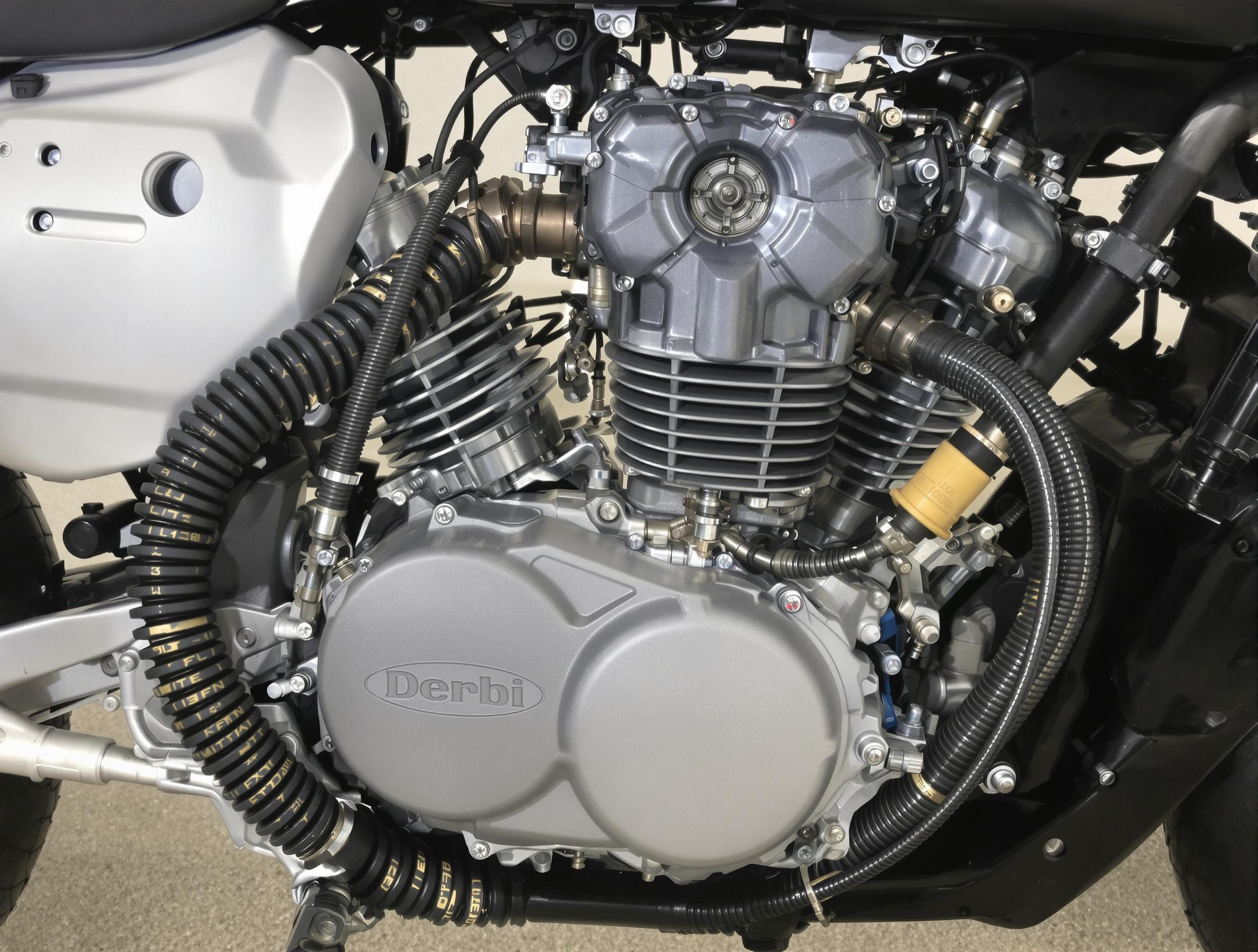 Photo moteur 2 temps Derbi Senda avec durites et calottes