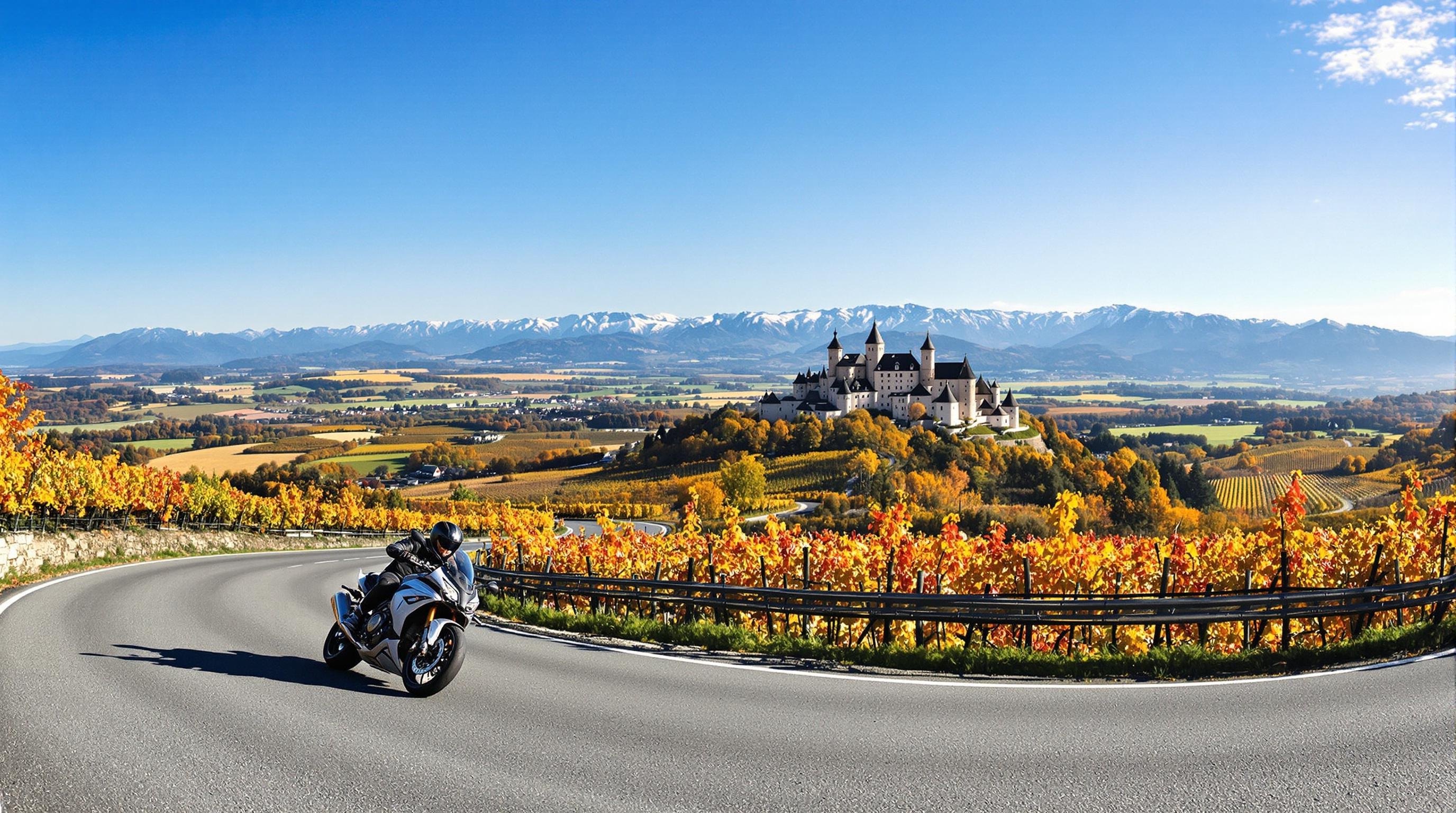 moto route Crêtes Alsace vignobles château Haut-Koenigsbourg Vosges
