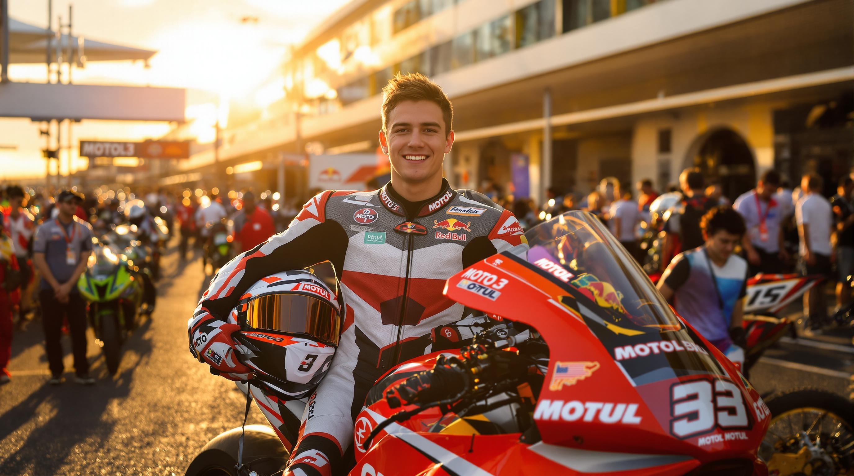 Moto3 rookie podium, jeune pilote, légèreté moto