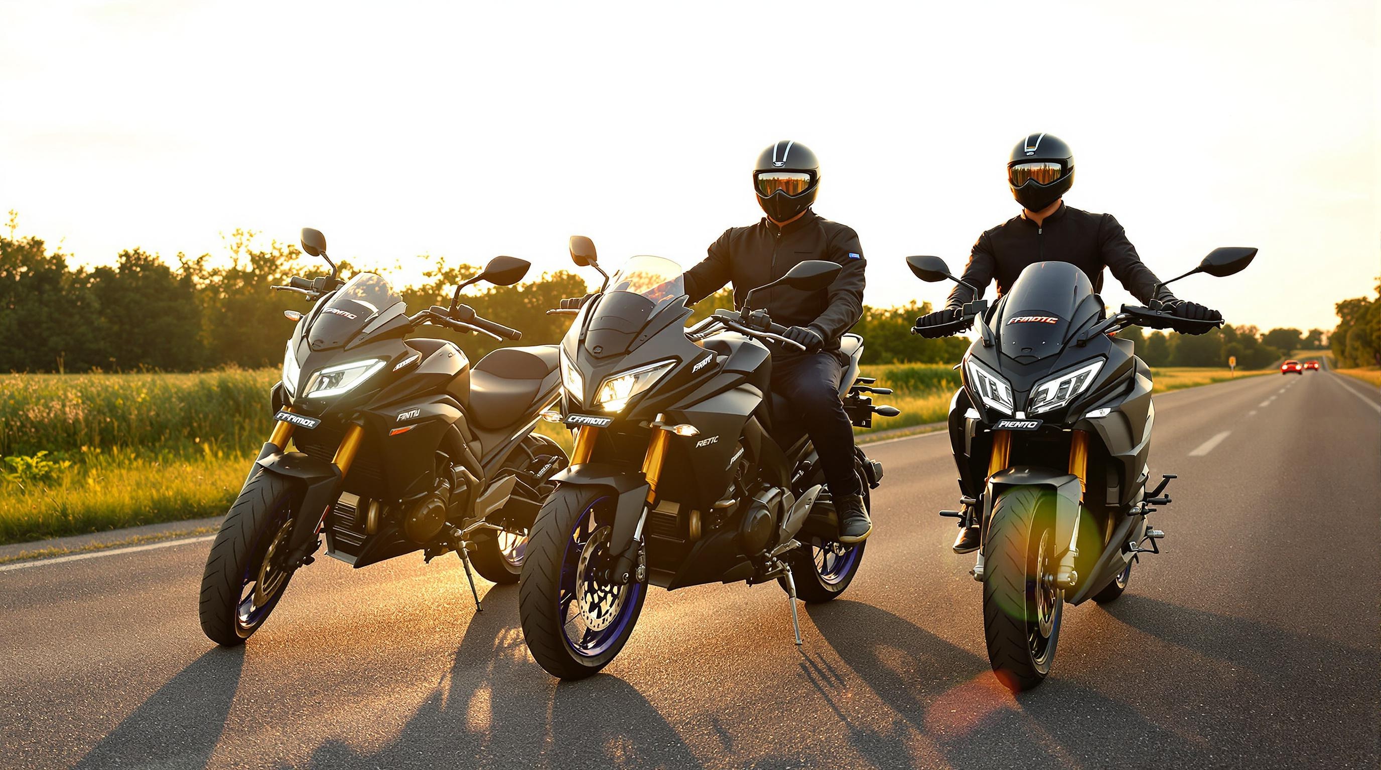 Nouveaux modèles CFMOTO Fantic Rieju alignés fraternité motarde