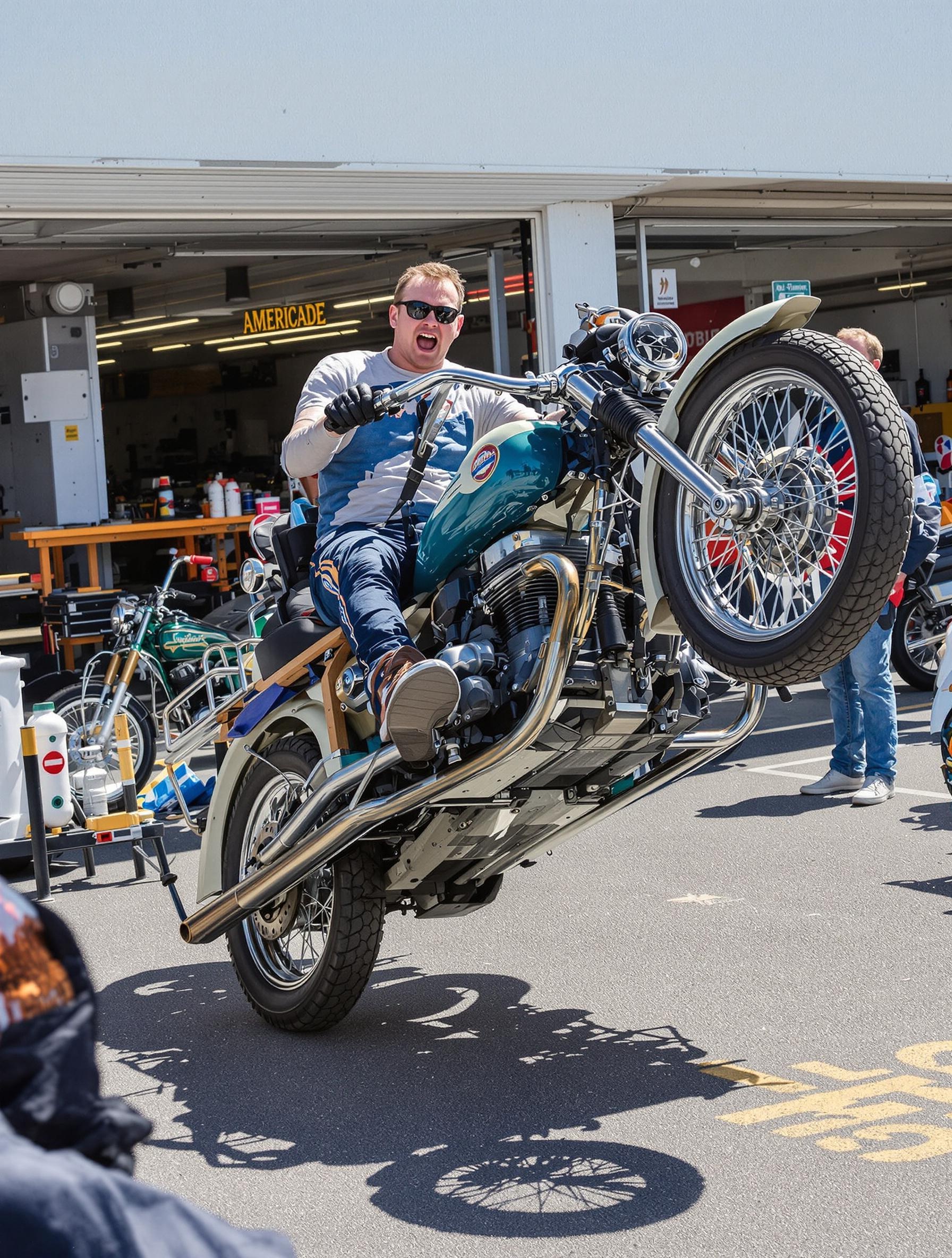 Parking Americade side-car pilote novice