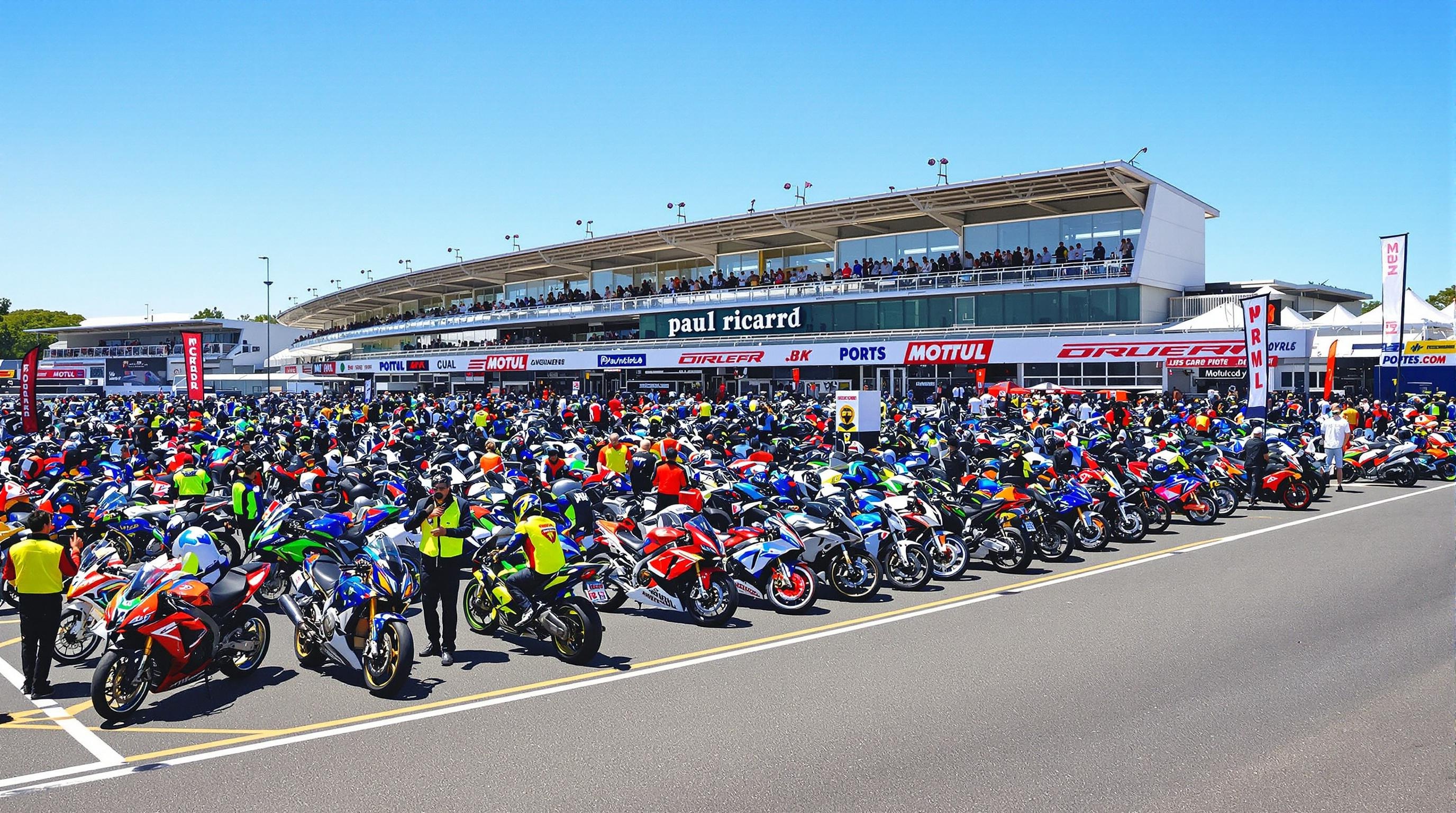 Parking moto bondé au Circuit Paul Ricard pendant le Bol d'Or