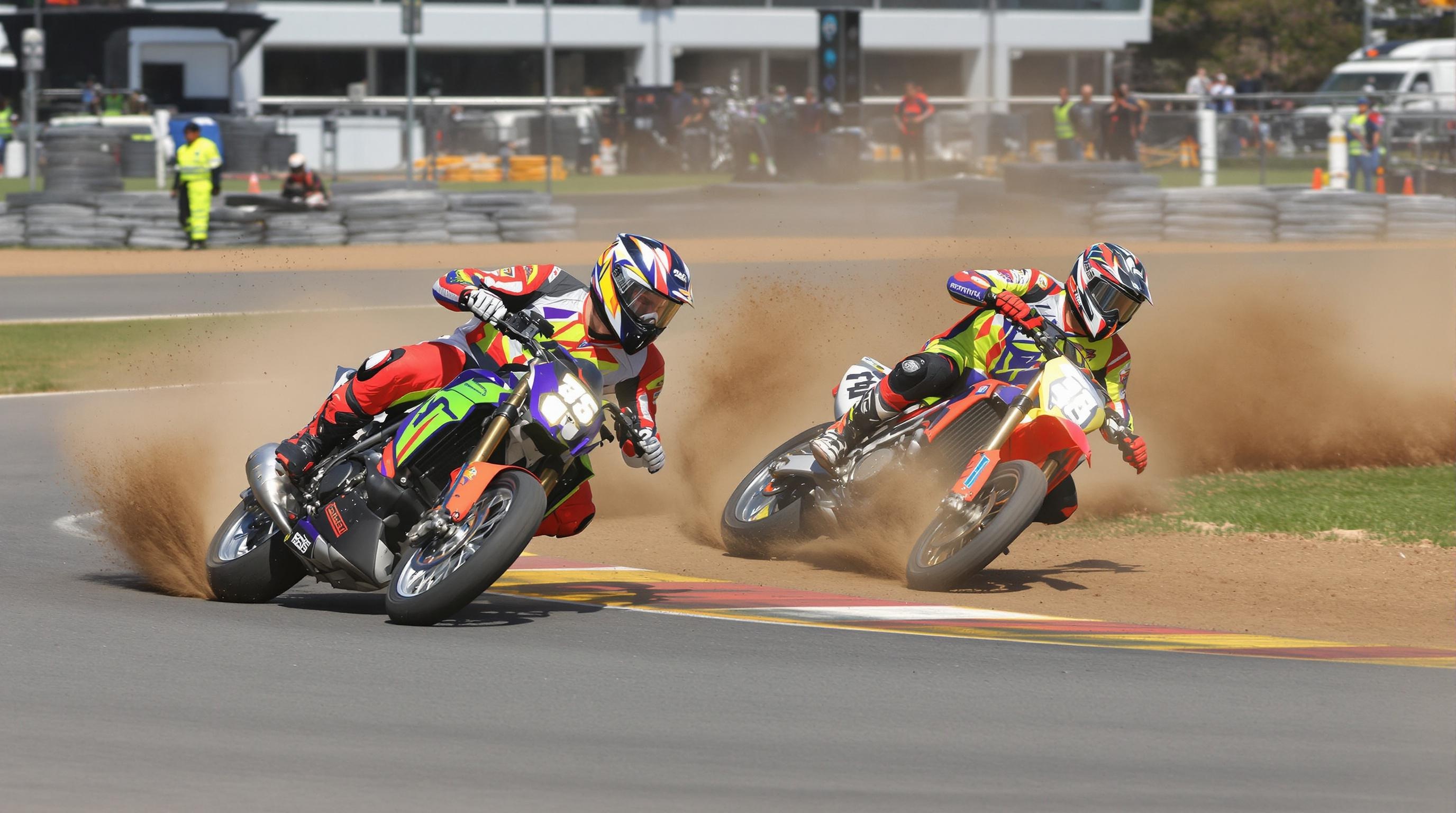 Essai roadster et enduro sur circuit et piste terre, paddock animé