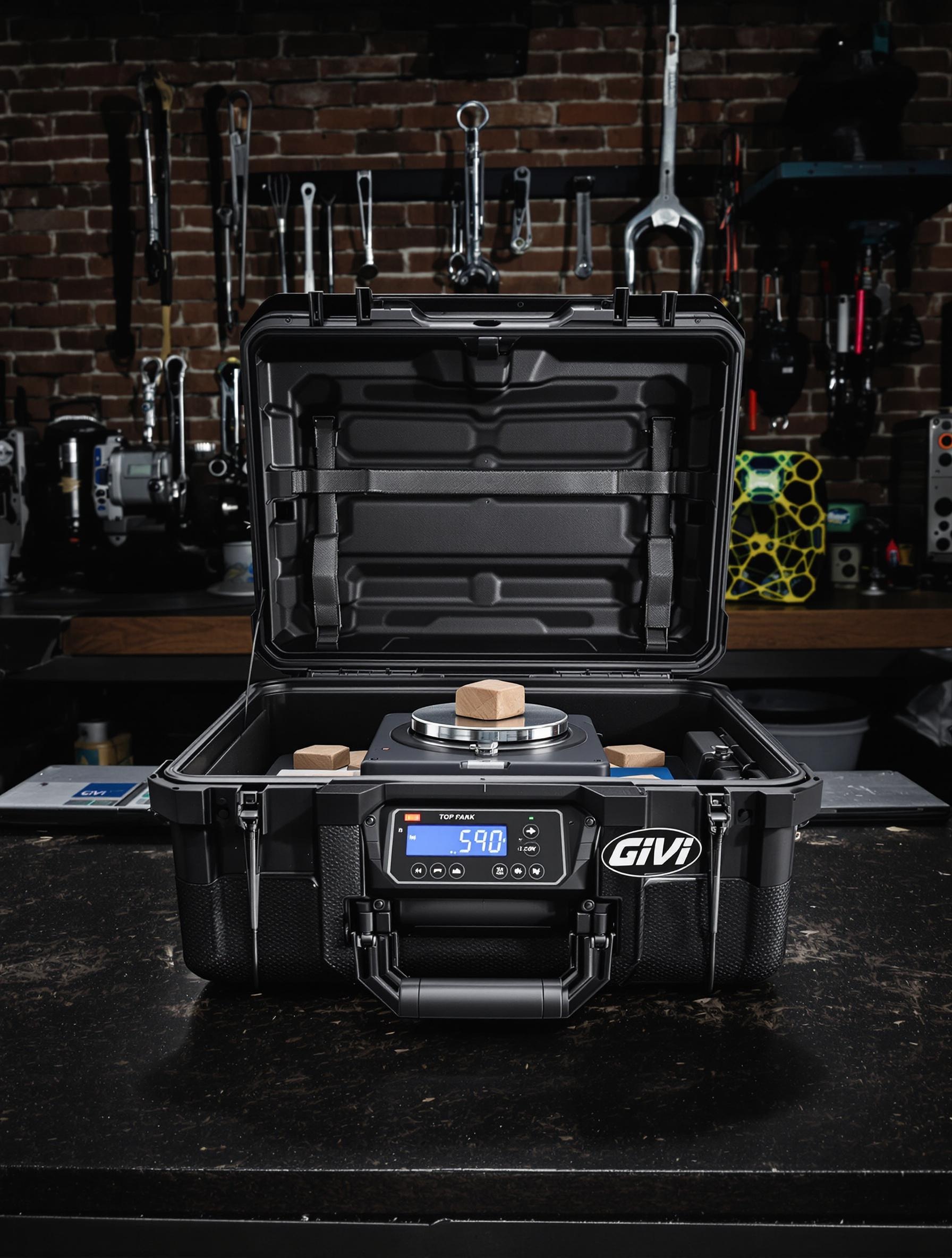 Pesée précise des bagages moto dans un top case Givi