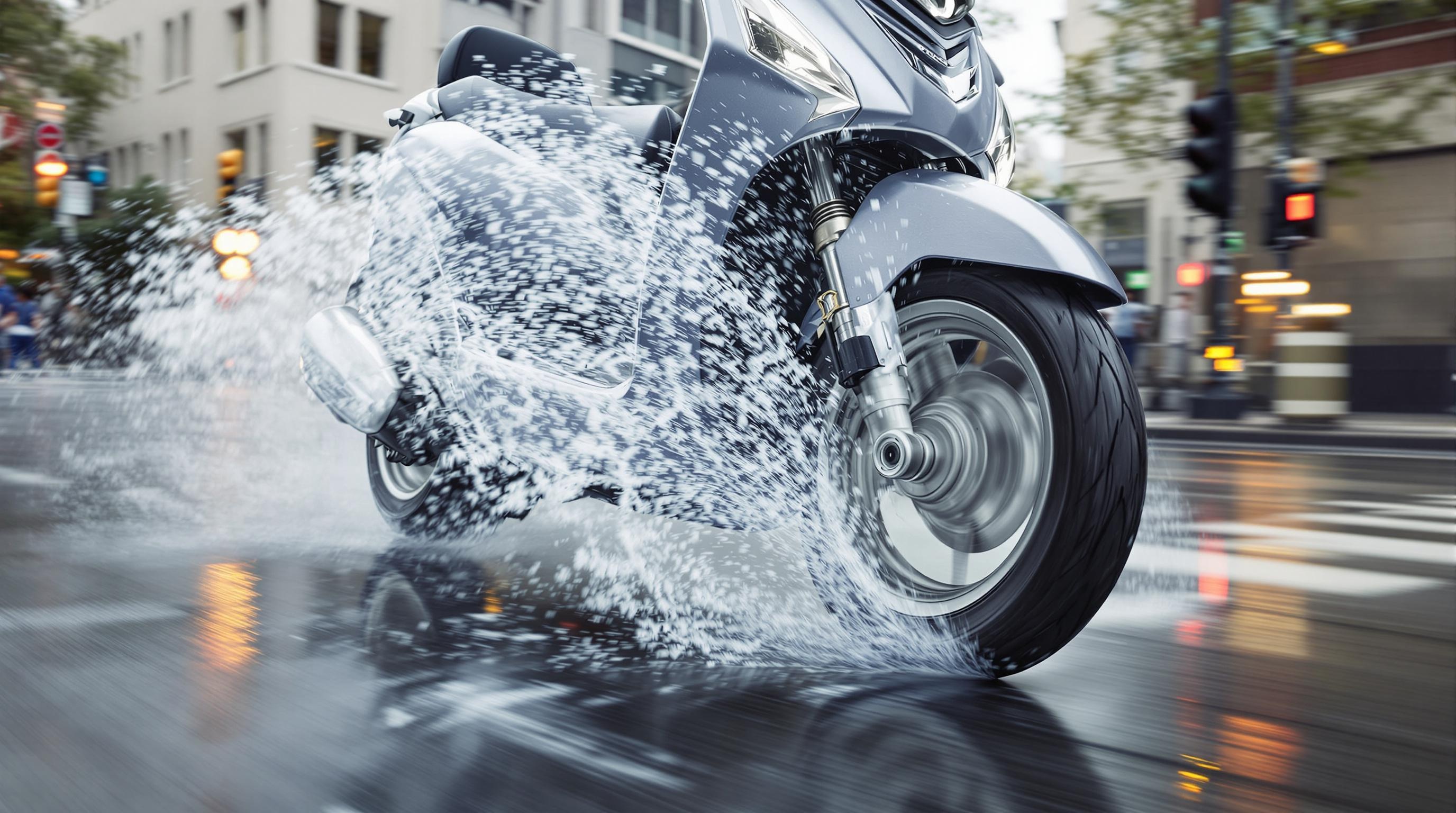 Freinage ABS et ASR du Piaggio Beverly 350 en conditions urbaines et sous la pluie