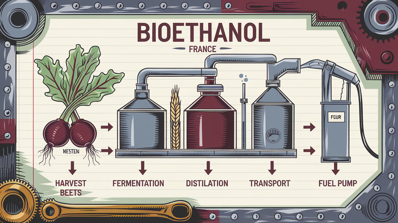 Schéma de production du bioéthanol en France