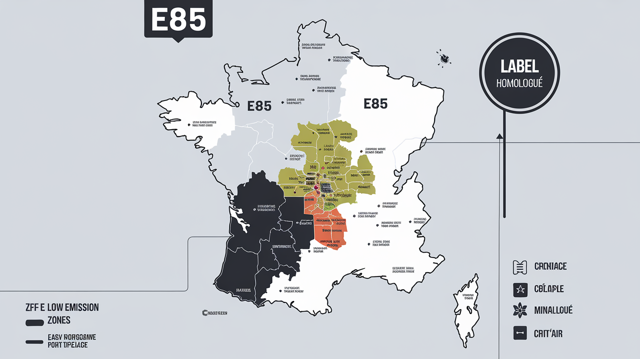 Carte des stations E85 en France et réglementation FlexFuel/ZFE/Crit’Air