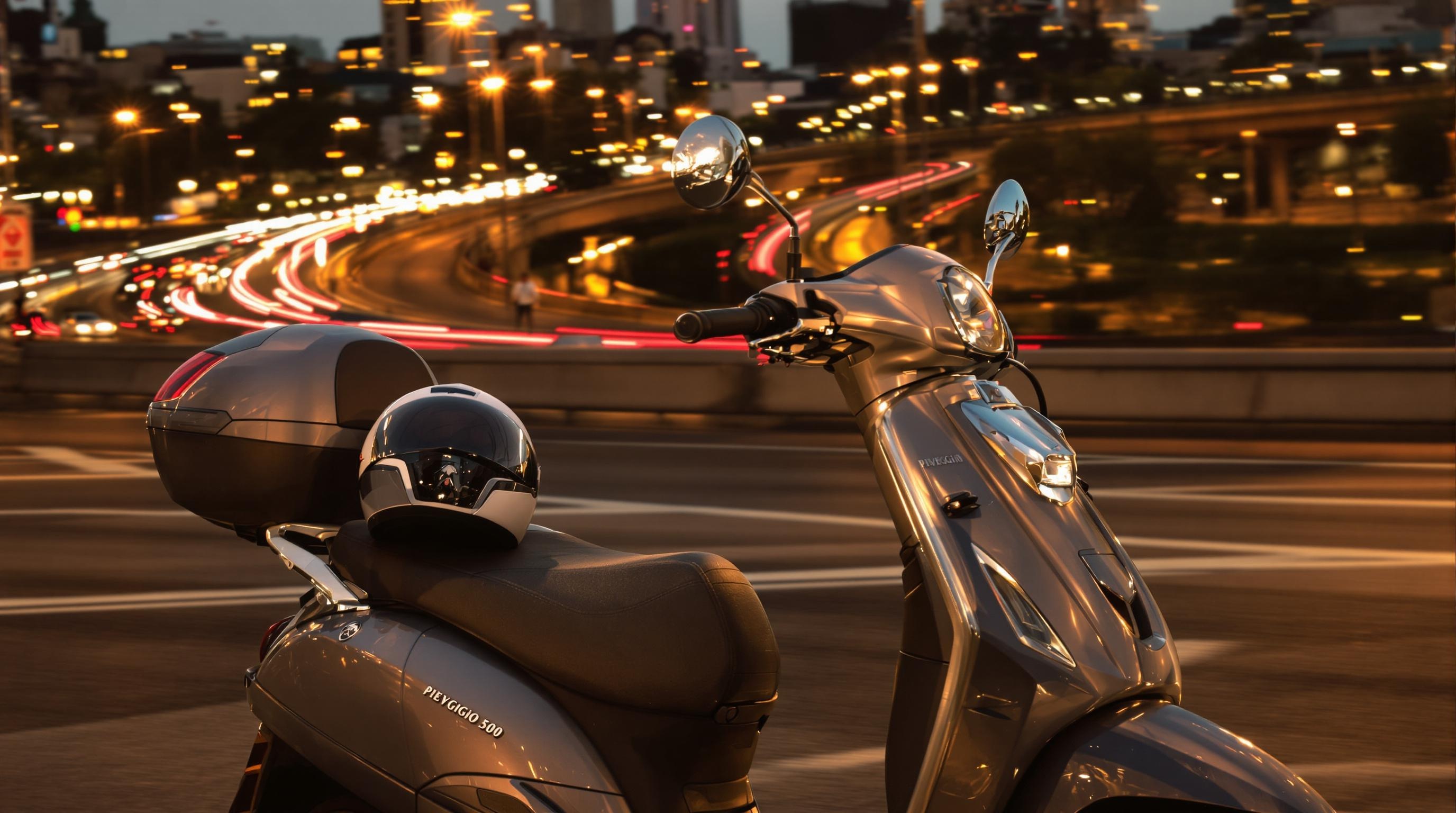 Piaggio Beverly 350 en milieu urbain et périphérique avec casque