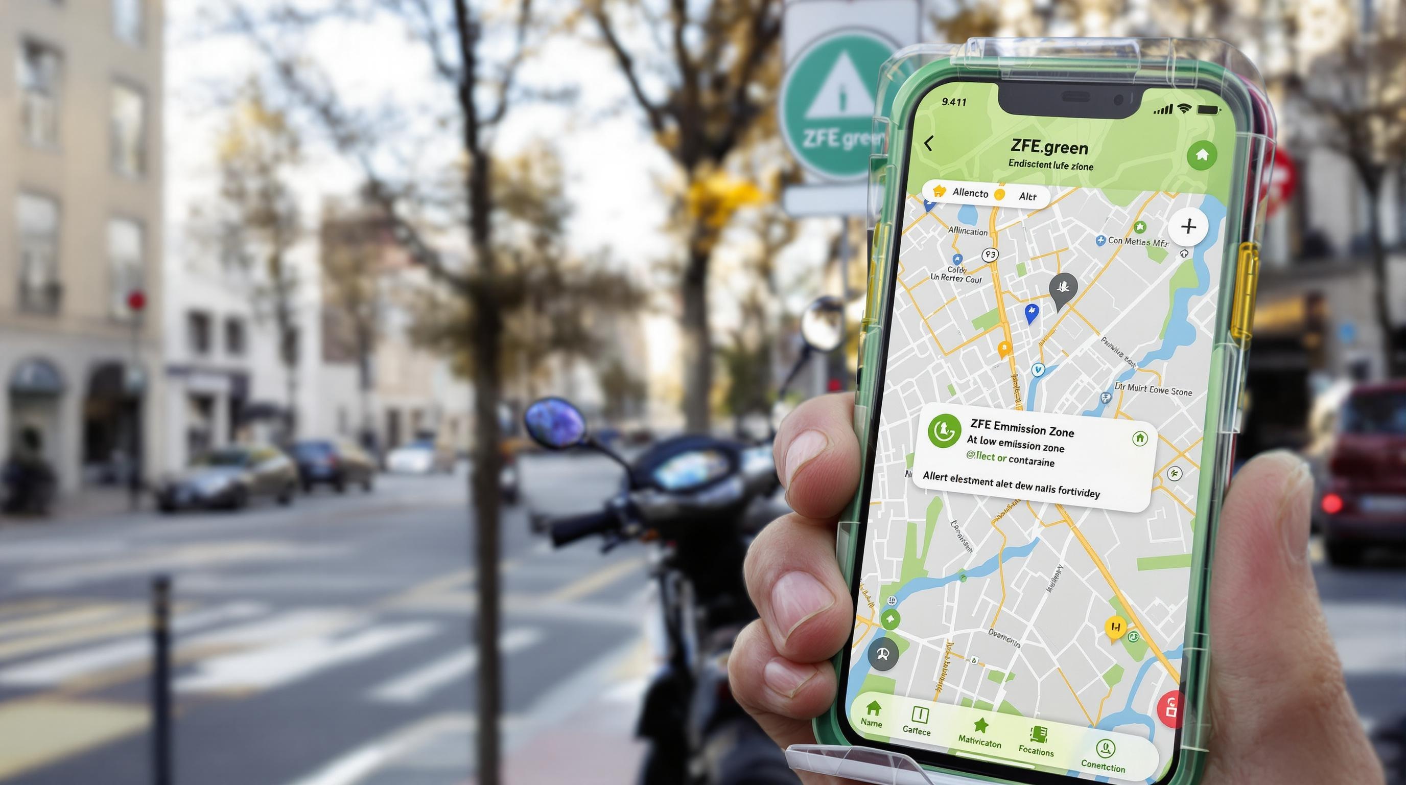smartphone application zfe.green scooter panneau zfe