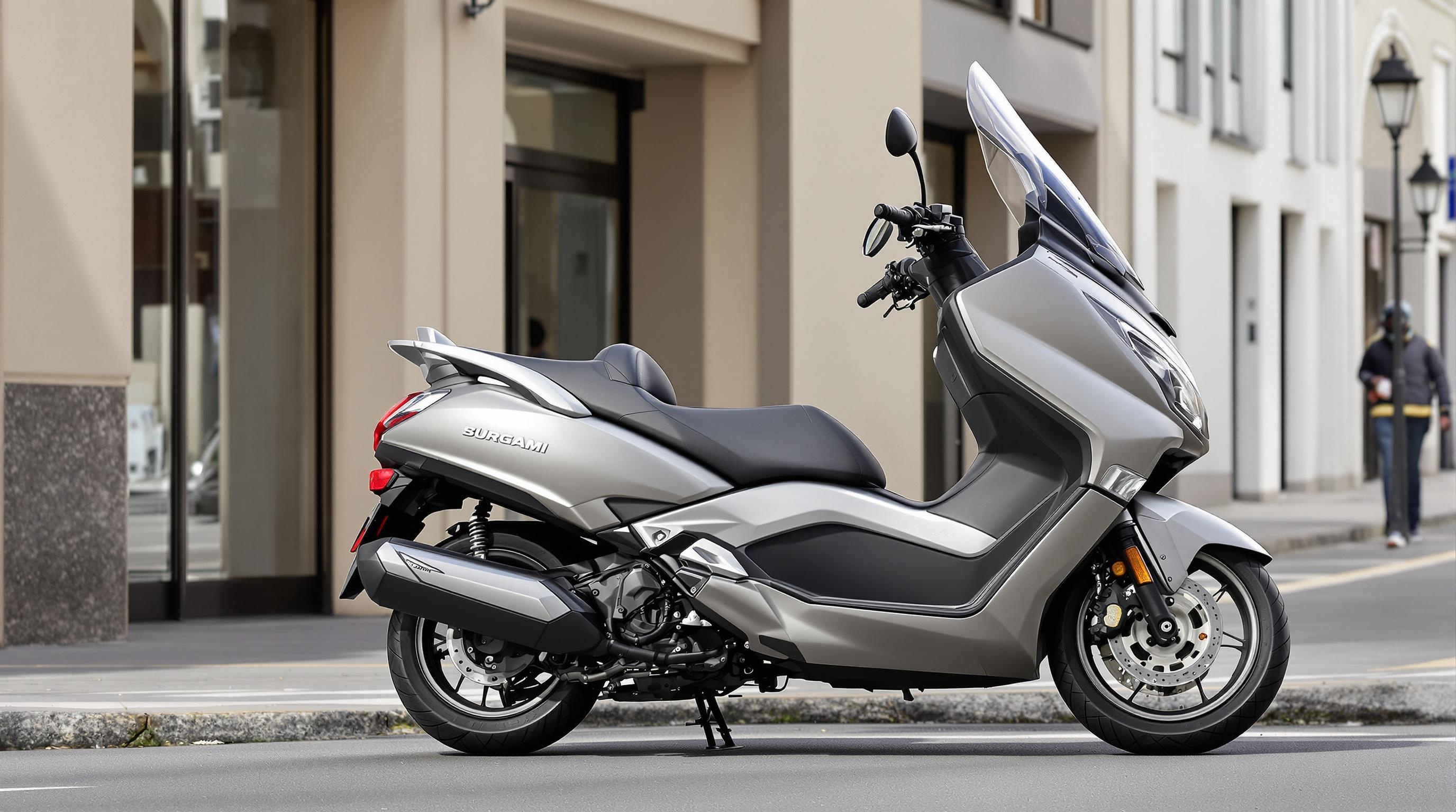 Suzuki Burgman 650 vue latérale hauteur selle garde sol ergonomie
