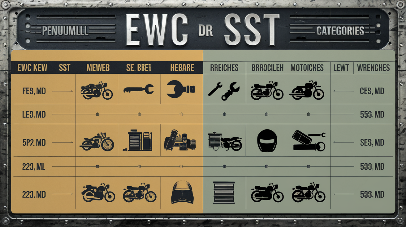 Tableau comparatif des catégories EWC et SST