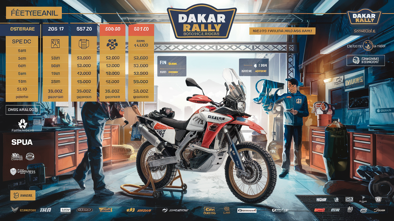 Tableau comparatif des frais d’engagement pour le Dakar moto : rookie, pro, options administratives FIM FIA, sponsors