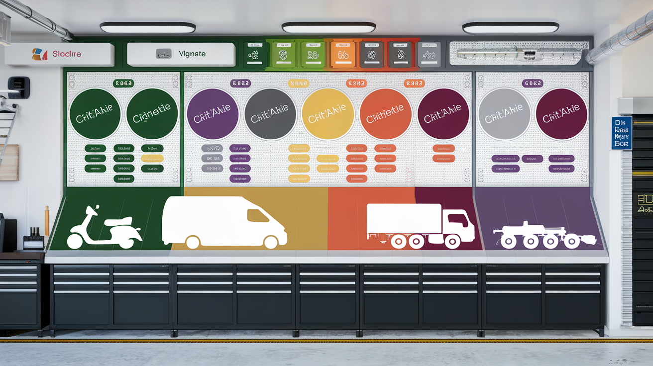 Tableau Crit'Air coloré vignettes rondes utilitaires poids lourds scooters