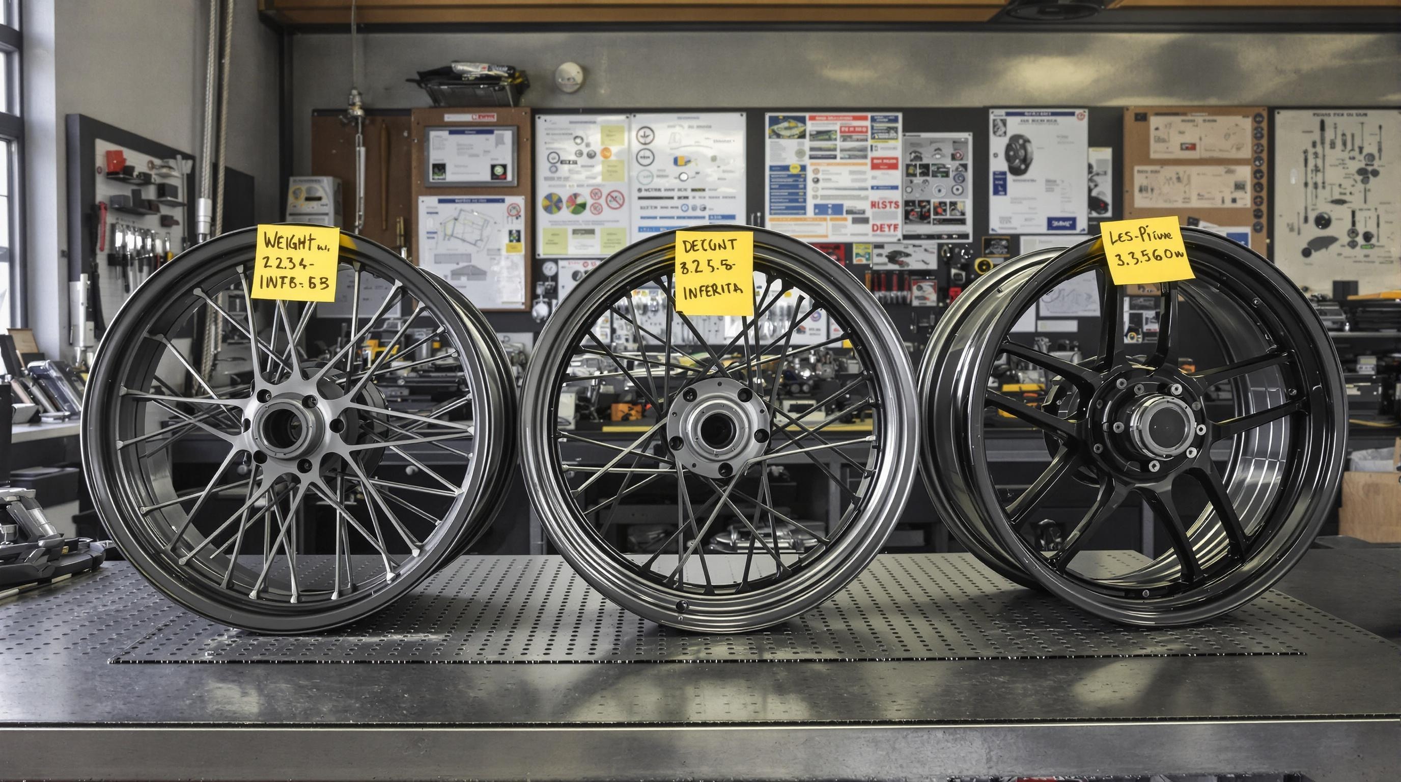 comparatif des poids et inerties des roues à bâtons, rayons et carbone