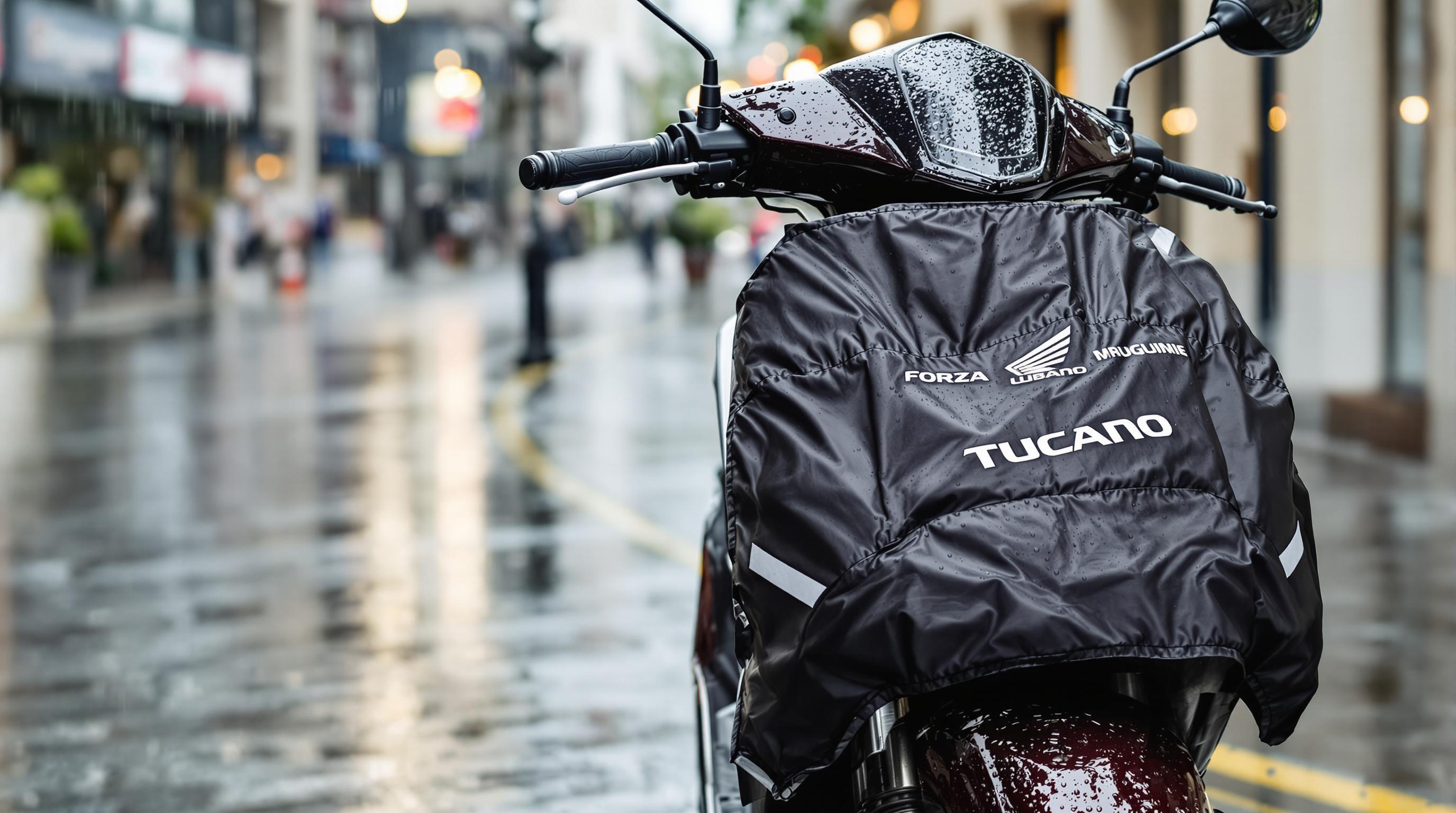 tablier Tucano Urbano R238X monté sur Honda Forza 350 sous pluie fine