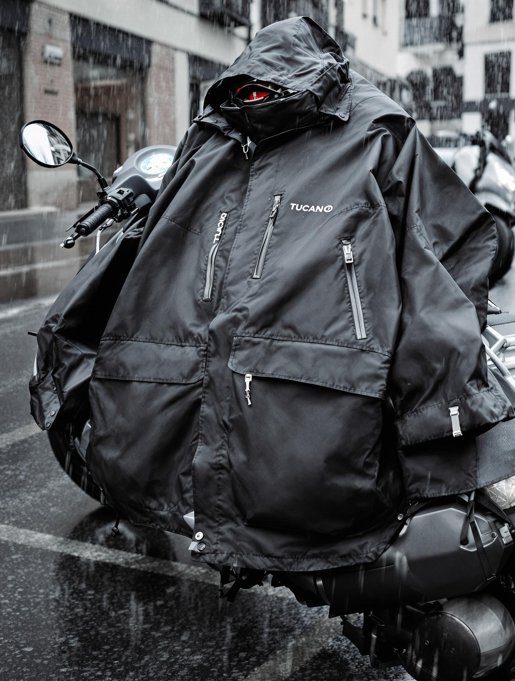 Veste Hydroscud Tucano Urbano sur scooter sous pluie battante