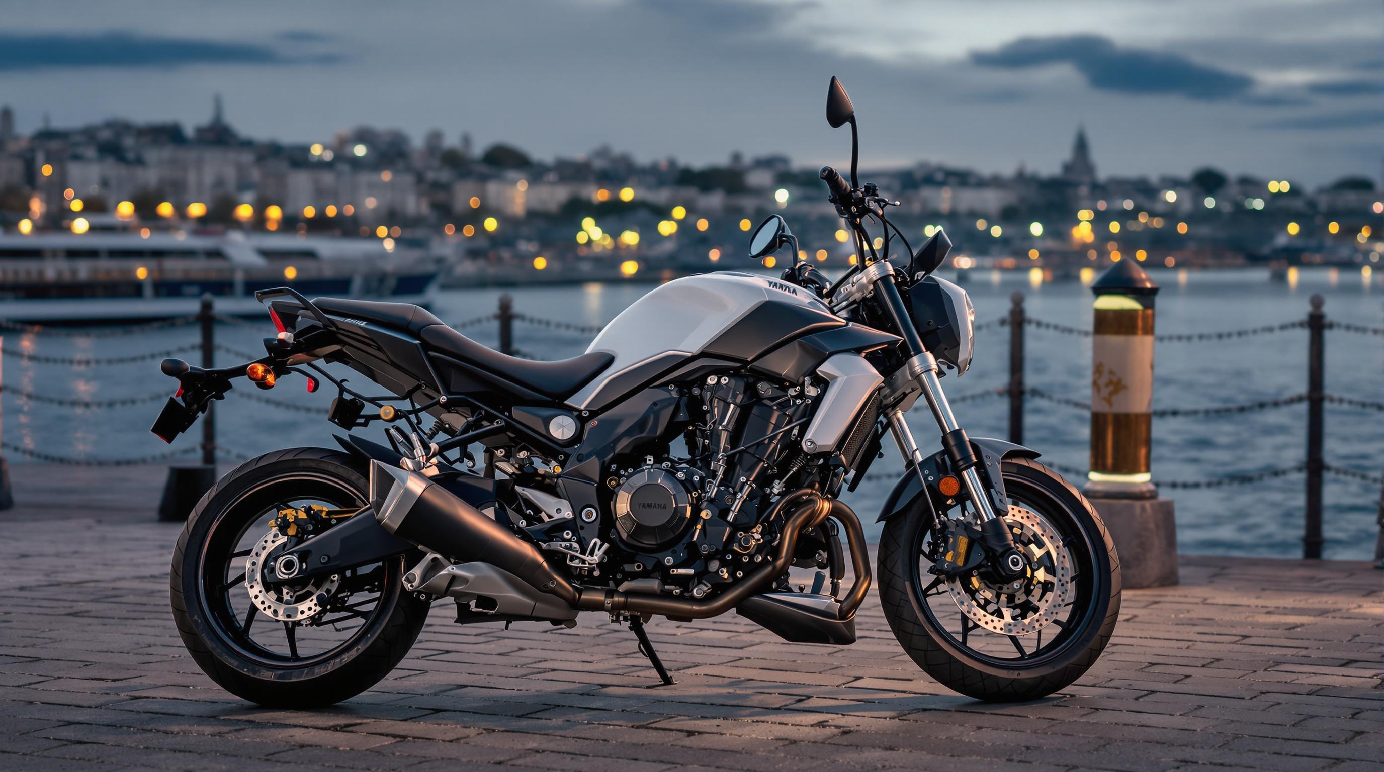Yamaha MT-125 sur un quai urbain près de la Seine