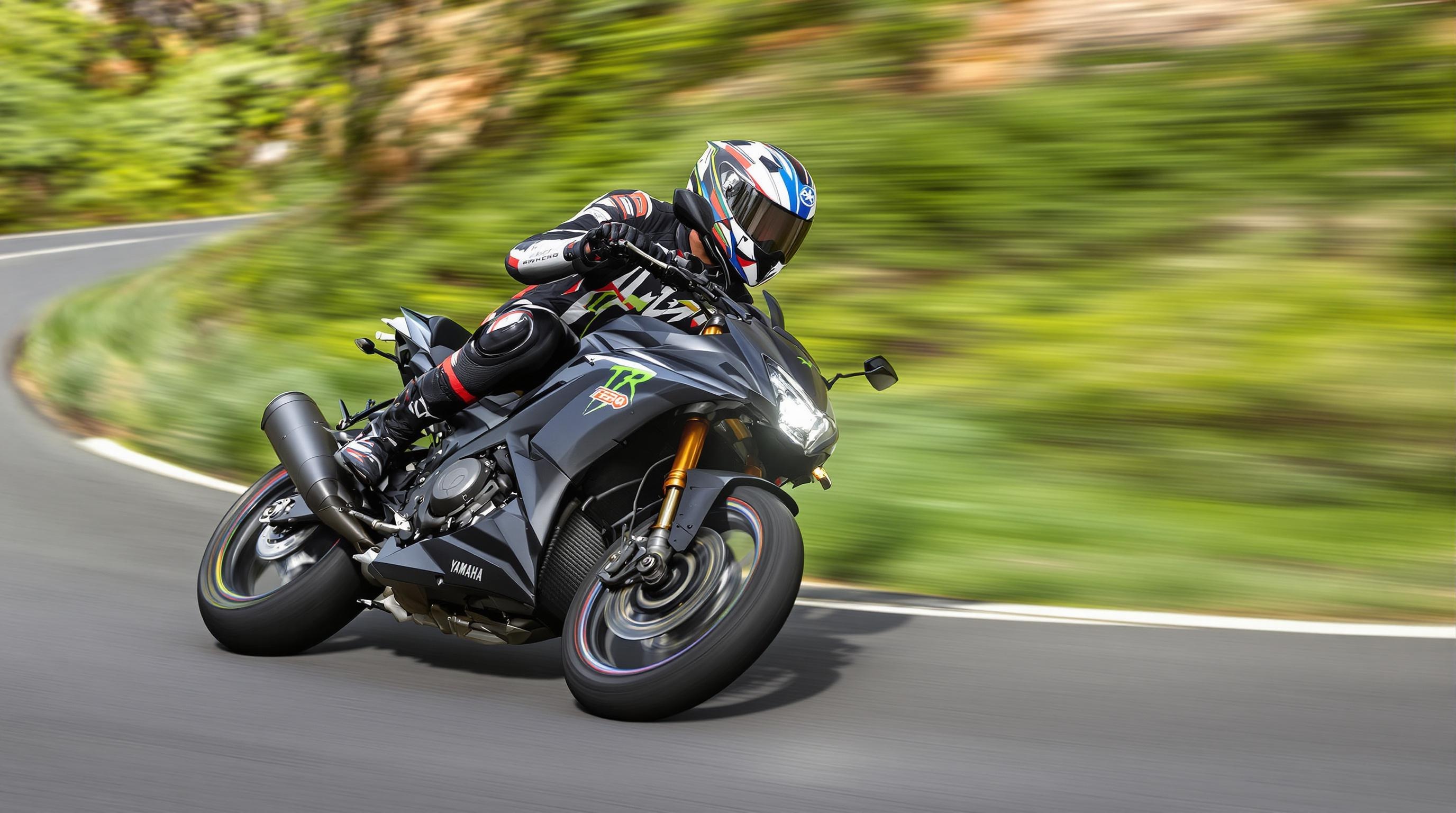 Yamaha TZR 50 en pleine accélération sur une petite route