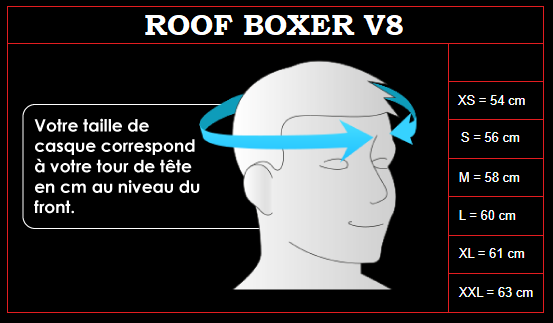 Guide taille casque Roof Boxer V8